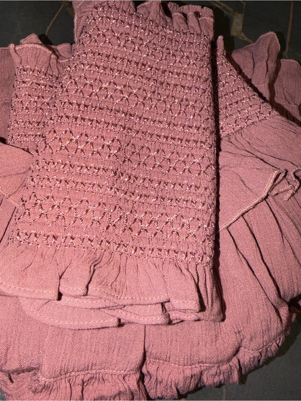 Free People Smocked Crop Top & Skirt Set - Mauve Pink NWOT - Picture 12 of 12